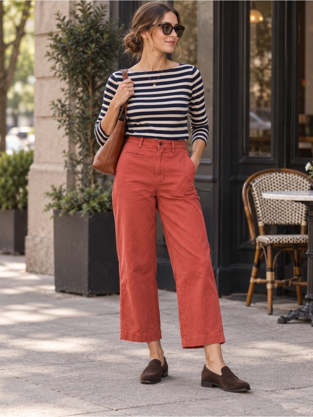 Madewell Wide-Leg Crop Pants Coral Red